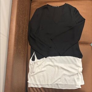 Zara Black and White Blouse